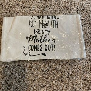Mainstays White Kitchen Towel with Black Text